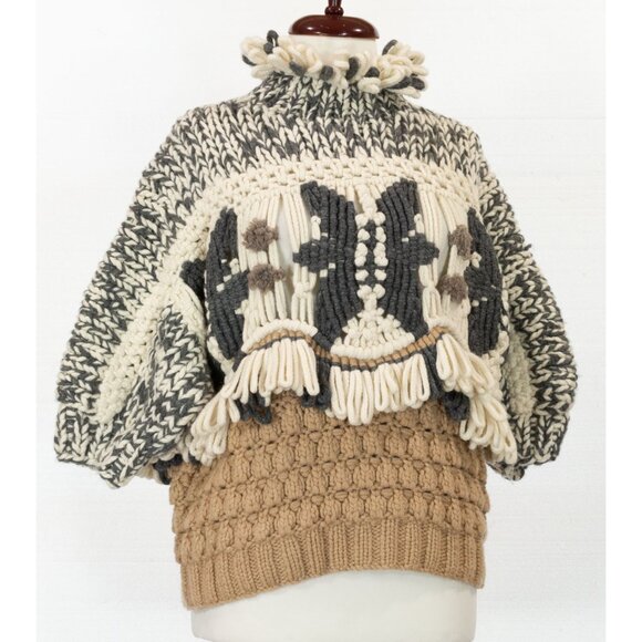 $12,000 BRUNELLO CUCINELLI HANDMADE MACRAME INTARSIA OPRA CASHMERE SWEATER S - Picture 10 of 11